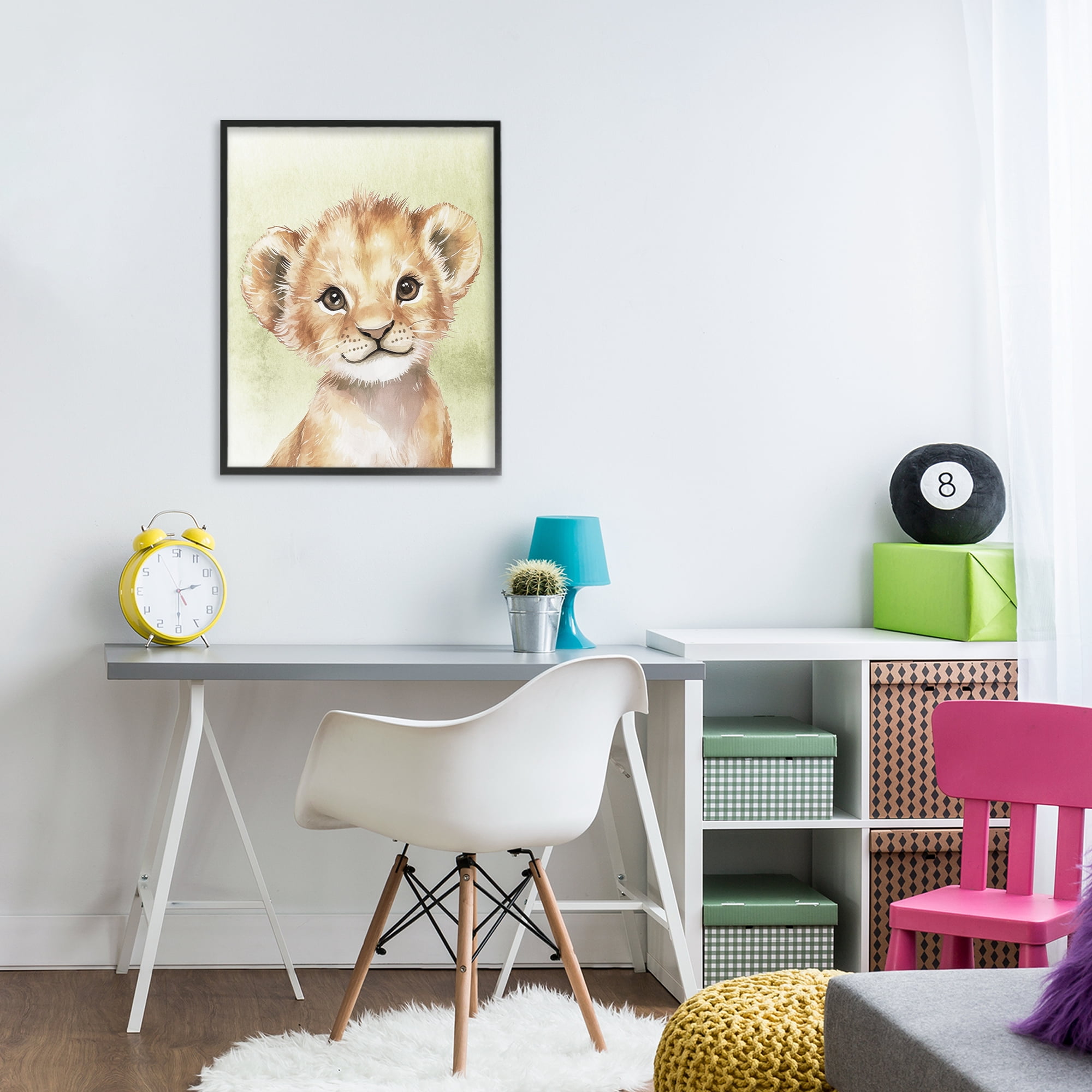 Stupell Industries Jungle Friends Baby Lion Black Framed Giclee Art, design by Christine Simpson Art