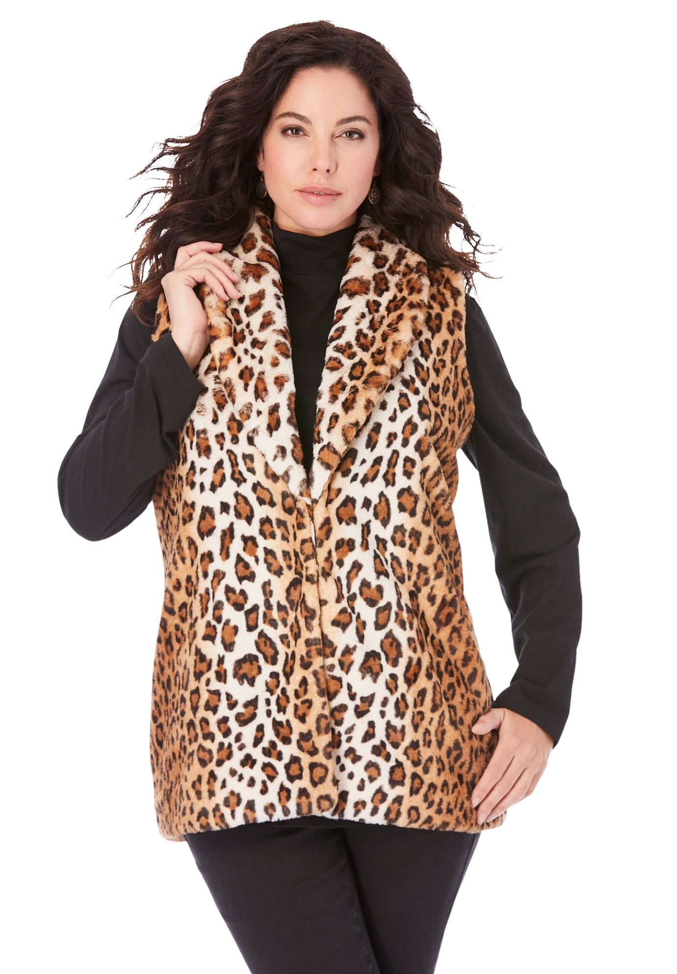 Roaman's Women's Size Faux Fur Vest - Walmart.com