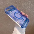 thumbnail image 5 of Designed for iPhone 16 Magnetic Clear Phone Case,Clear Crystal Glitter,Compatible with Mag-Safe,3-in-1 Heavy Duty Shockproof Sparkly Cute Women Girl Protective Phone Case,Clearblue, 5 of 10