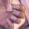 thumbnail image 5 of 24 Pcs Rhinestones Acrylic Nails Square Full Covers On Nails French Tip Press On Nails Simple False Nails, 5 of 8