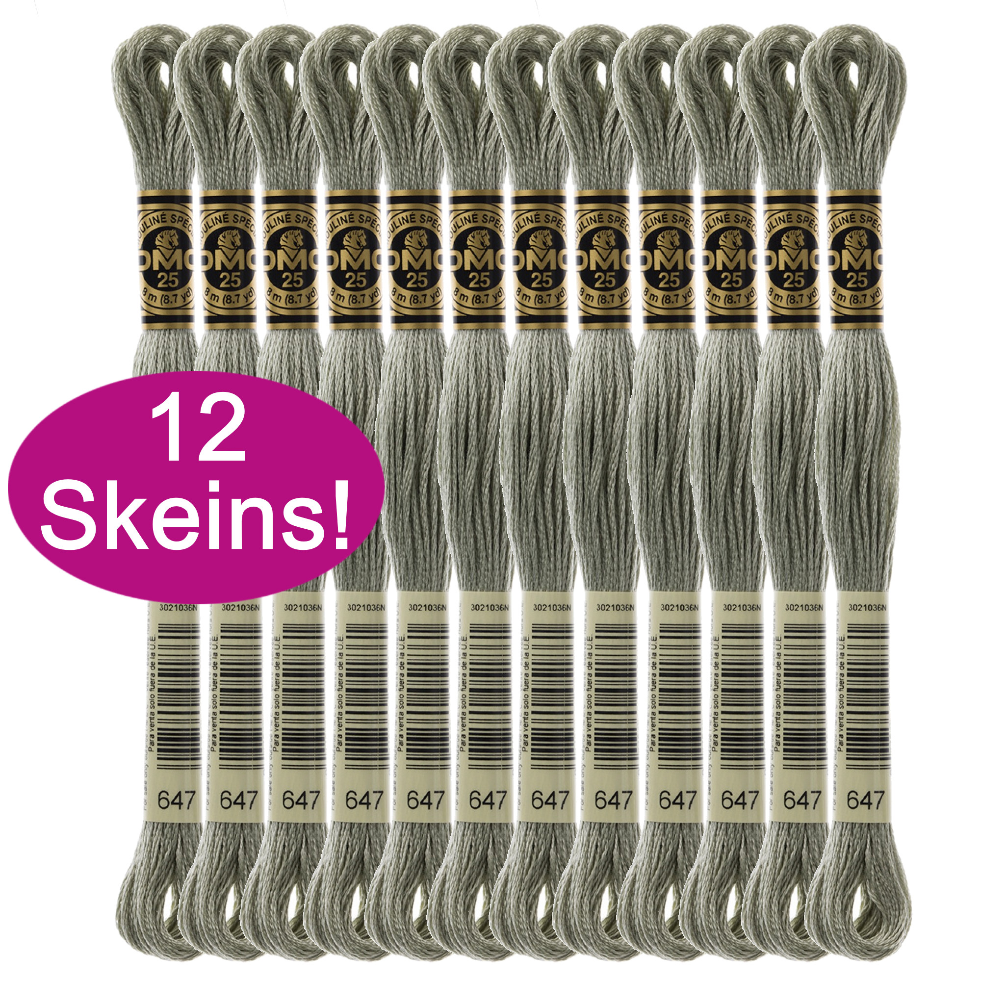 DMC Embroidery Floss Medium Beaver Gray 117647, 6 Strand Cotton Thread 8.7 Yds (12 Pack