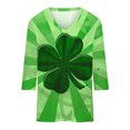 thumbnail image 5 of BLVB Womens 3/4 Sleeve Tshirt St Patricks Day Tees Shirt Shamrock Tops Casual V Neck Blouse Tops Green 8, 5 of 5