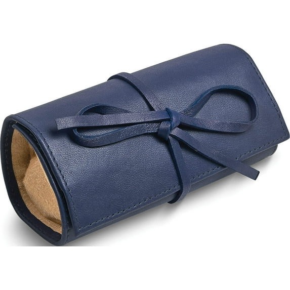 Fashion Blue Leather Tie Jewelry Roll (6 X 2) Made In India gm17730
