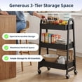 thumbnail image 3 of Gianna Utility Cart, Metal, 3‑Tier, Lockable Caster Wheels , 360° Rolling, Black, 3 of 6