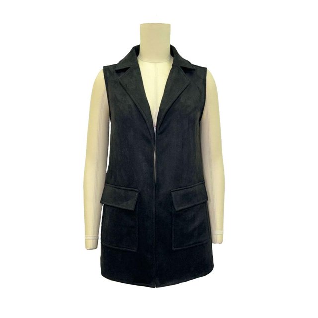 Chaleco George para Mujer, Largo de Gamuza