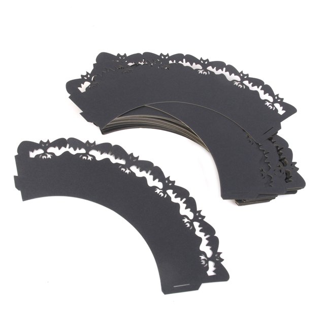 murciélago cupcake wrappers collares fiesta de halloween 50 unids negro Yuyangstore Envolturas de Magdalenas de Halloween