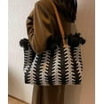 thumbnail image 2 of Kukuzhu Summer Hand-Woven Beach Straw Bag Women Fashion Large Stripe Tassels Travel Holiday Shoulder Bag Tote Bag, 2 of 4