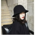 thumbnail image 2 of CoCopeanut Topi Bucket Wanita Musim Dingin Hangat Panama Tebal 2021 untuk Remaja Topi Wol Felt untuk Anak Perempuan Topi Hip Hop Hitam Bulu Mode Musim Dingin, 2 of 6