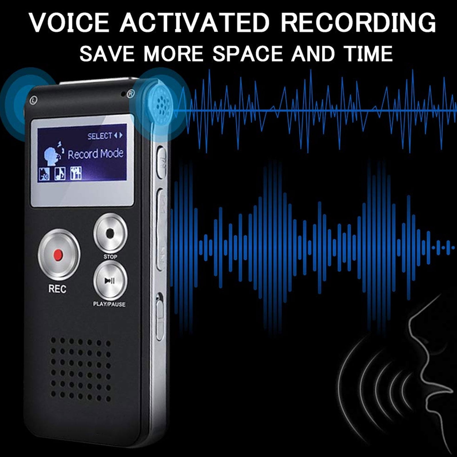 Digital Voice Recorder, 8GB Voice Activated Recorder with Playback, Mini Audio Recorder for Lectures, Meetings, Interviews, Portable Tape Dictaphone with USB, MP3
