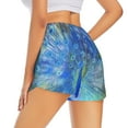 thumbnail image 3 of Qekee Peacock for 2 in 1 Flowy Running Shorts for Women High Waisted Gym Tennis Shorts Double Layer Shorts with Pocket, 3 of 9