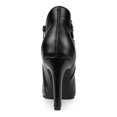 thumbnail image 2 of RIALTO Womens Black Military-Style Lace Up Elastic Asymmetrical Button Accent Padded Cairo Almond Toe Stiletto Zip-Up Booties 5.5 M, 2 of 4