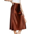 thumbnail image 4 of Nlife Women High Waist Silk Satin Side Split Midi Skirt, 4 of 7