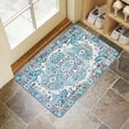 thumbnail image 4 of Bohemian Blue Floral Patterned Carpet Door Mat Welcome Door Mat for Front Door, Home Entrance, Yard, Floor, Patio, Non Slip Spring Summer Welcome Mat Indoor Outdoor Doormat 30"*17", 4 of 6