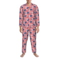 thumbnail image 3 of Fotbe America Flags Pattern Long Sleeve Pajama Set for Men,Sleepwear Set,2-piece Loungewear Set,Soft PJs Comfy Nightwear with Pockets-Large, 3 of 7