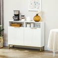 thumbnail image 2 of HOMCOM Buffet Cabinet Kitchen Sideboard w/ Adjustable Shelves, Metal Base, 2 of 10
