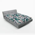 thumbnail image 2 of Ambesonne Tropical Vibes Fitted Sheet, Botanical Silhouette, Queen Size, Teal Pastel Pink, 2 of 5