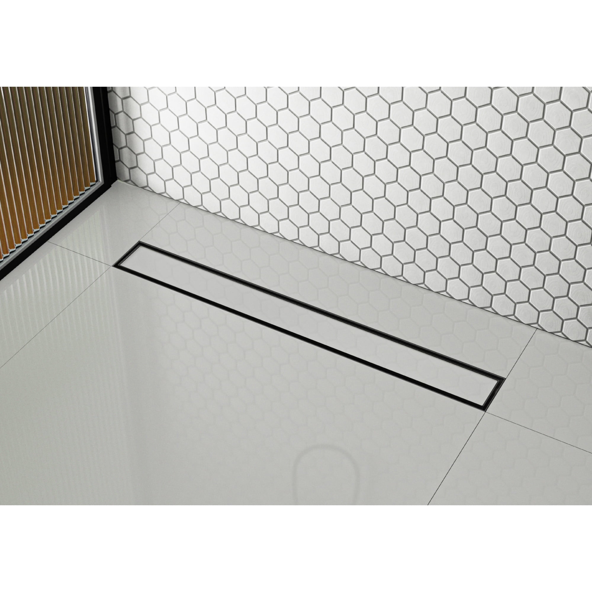 Kingston BSF2420 Watercourse 24-Inch Stainless Steel Linear Shower Drain with Reversible Tile Insert and Flat Grate in Matte Black
