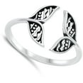 thumbnail image 4 of Bali Double Open Whale Tail Adjustable Ring .925 Sterling Silver Band Jewelry Female Male Size 5, 4 of 4