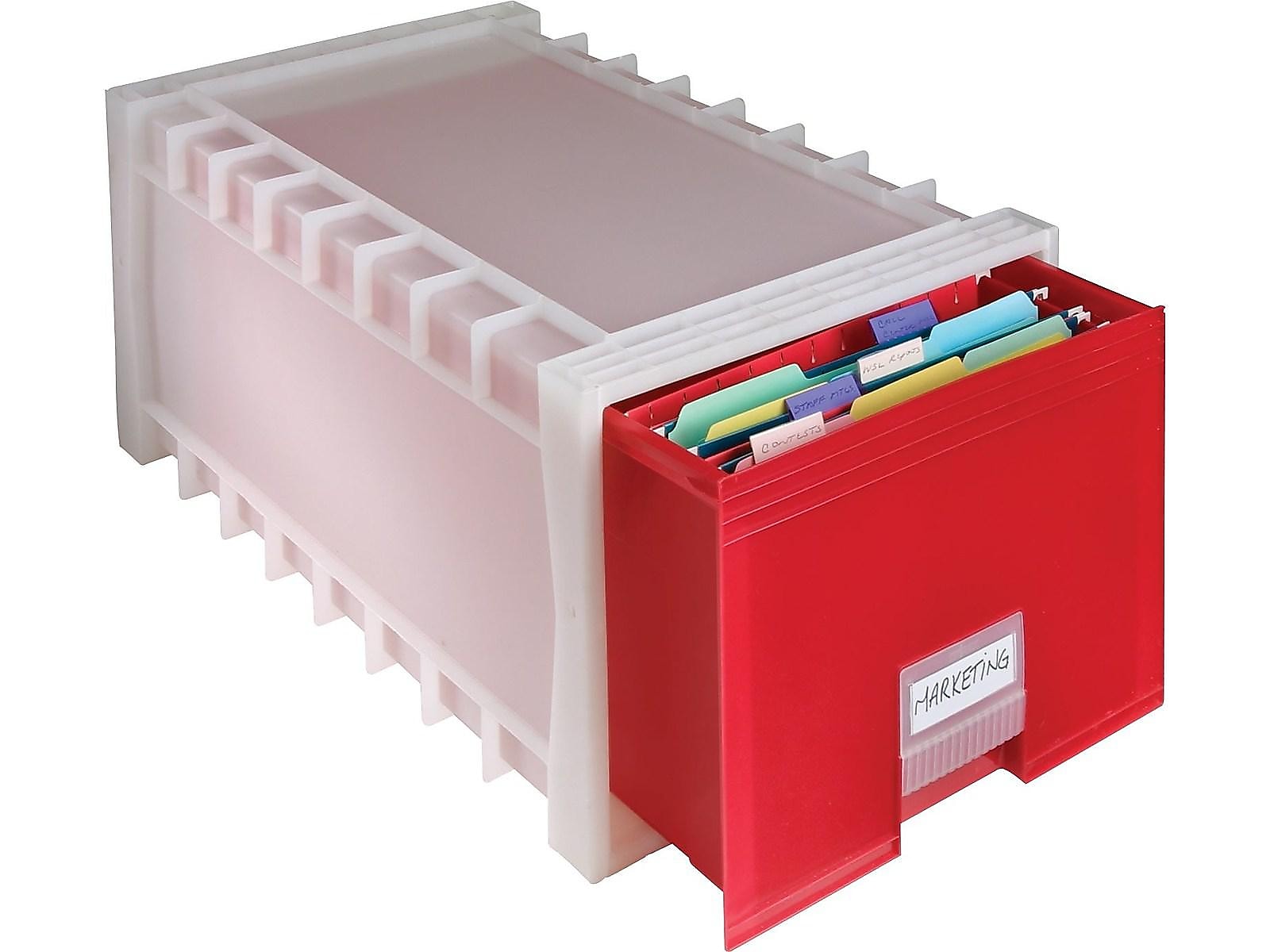 Storex  Plastic Archive Storage Box with Letter & Legal Size & 24 in. Drawer, White & Red - image 3 of 3