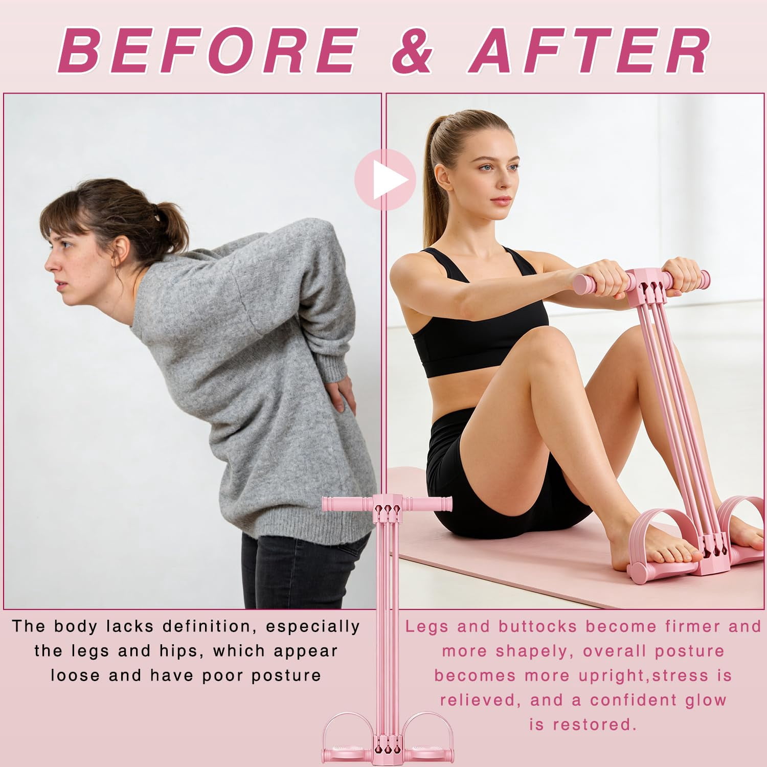 Pedal Resistance Bands with Handles, 6-Tube Natural Rubber Foot Pedal Resistance Band, Multifunction Pedal Resistance Band for Arms, Legs, Abdomen, Waist Training