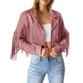 thumbnail image 2 of Chaqueta Corta con Flecos PRETTYGARDEN en Rosa Oscuro, 2 of 9