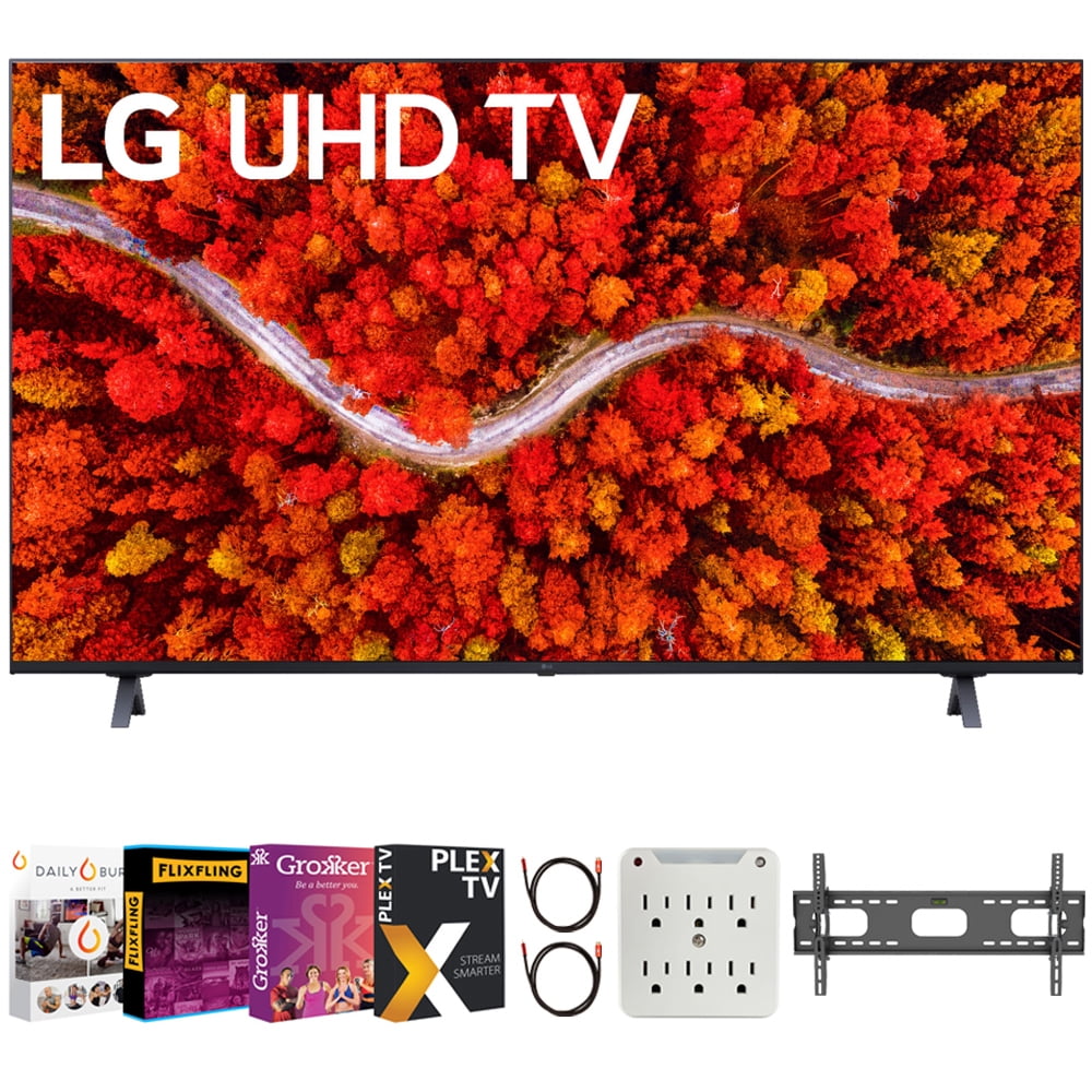 LG 80 Series 75 Inch 4K UHD AI ThinQ 2021 Smart TV Bundle with Complete Mounting and Premiere Movies Streaming Kit(75UP8070PUA)