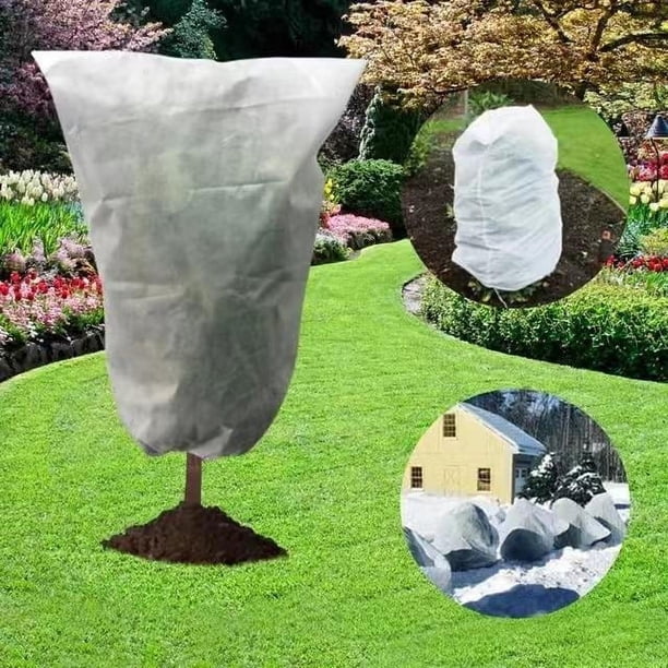 Paquete de 6 cubiertas para plantas con cordón de invierno, bolsa de protección para plantas cálida, cubiertas para plantas, protección contra la congelación fría (39,4 x 31,5 pulgadas)
