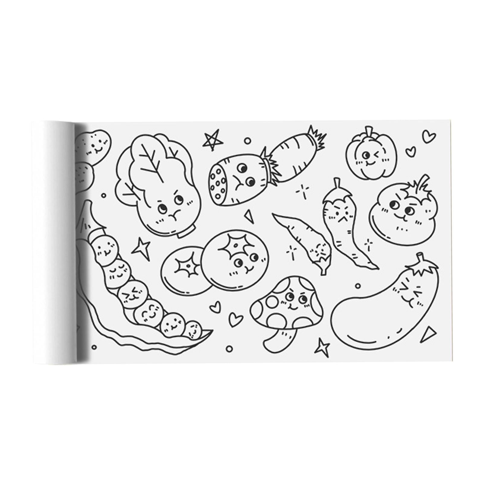 Coloring Paper Roll Stick-on Coloring Sheets For Kids Painting Roll Fruit  Vegetable Paradise Animal World