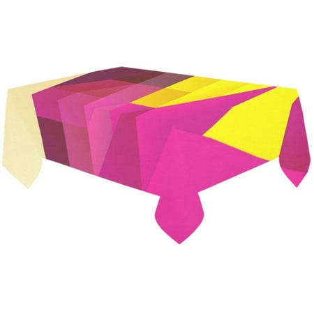 

MYPOP Cute Yellow Pink Geometric Pattern Cotton Linen Tablecloth 60x120 inches Tablecover Desk Table Cloth For Dining Room Tea Table Picnics Parties