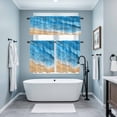 thumbnail image 5 of Ocean Gradient Blue Waves Curtain Tier and Valance Set 3 Piece, Summer Coastal Beach 3-inch Rod Pocket Window Tier Curtains Valance for Kitchen Living Room, 5 of 9
