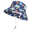 thumbnail image 2 of Jinhomg Toddler Cloud Print Bucket Hat Lightweight Cotton UPF Protection Summer Hat Breathable Mesh Lined Sun Hat with Adjustable Chin Strap,Navy, 2 of 6