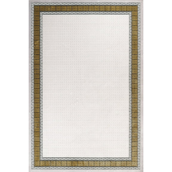 White Framed Area Rugs for Living Room Washable Rugs Boho Moroccan Area Rug Soft Neutral Geometric Bohemian Carpet Distressed Indoor Rug for Bedroom Dining Room Office Foldable Nonslip Rug