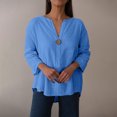 thumbnail image 2 of Vestidos Casuales Para Mujer, Blusas De Mujer De Moda Blusa informal de verano con botones, escote en V y mangas 3/4 para mujer, 2 of 9