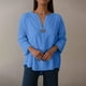 thumbnail image 2 of Vestidos Casuales Para Mujer, Blusas De Mujer De Moda Blusa informal de verano con botones, escote en V y mangas 3/4 para mujer, 2 of 9