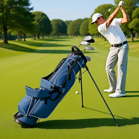 Resenkos Golf Carry Bag Golf Stand Bag Golf Stand Cart Bag with 4 Way Divider Carry Organizer Pockets-Blue