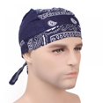 thumbnail image 4 of QJUHUNG Adult Cotton Biker Skull Cap Motorcycle Bandana Head Wrap Du Doo Do Rag Cool Lake Blue, 4 of 7