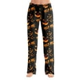 thumbnail image 3 of Tplvbz Halloween Pajama Pants Women - Spooky Print Lounge Pants for Women, Soft Pj Pants Comfy Elastic Waist Sleepwear, Womens Halloween Pj Pants, Cozy Pajama Pants for Fall & Holiday Saffron S, 3 of 8