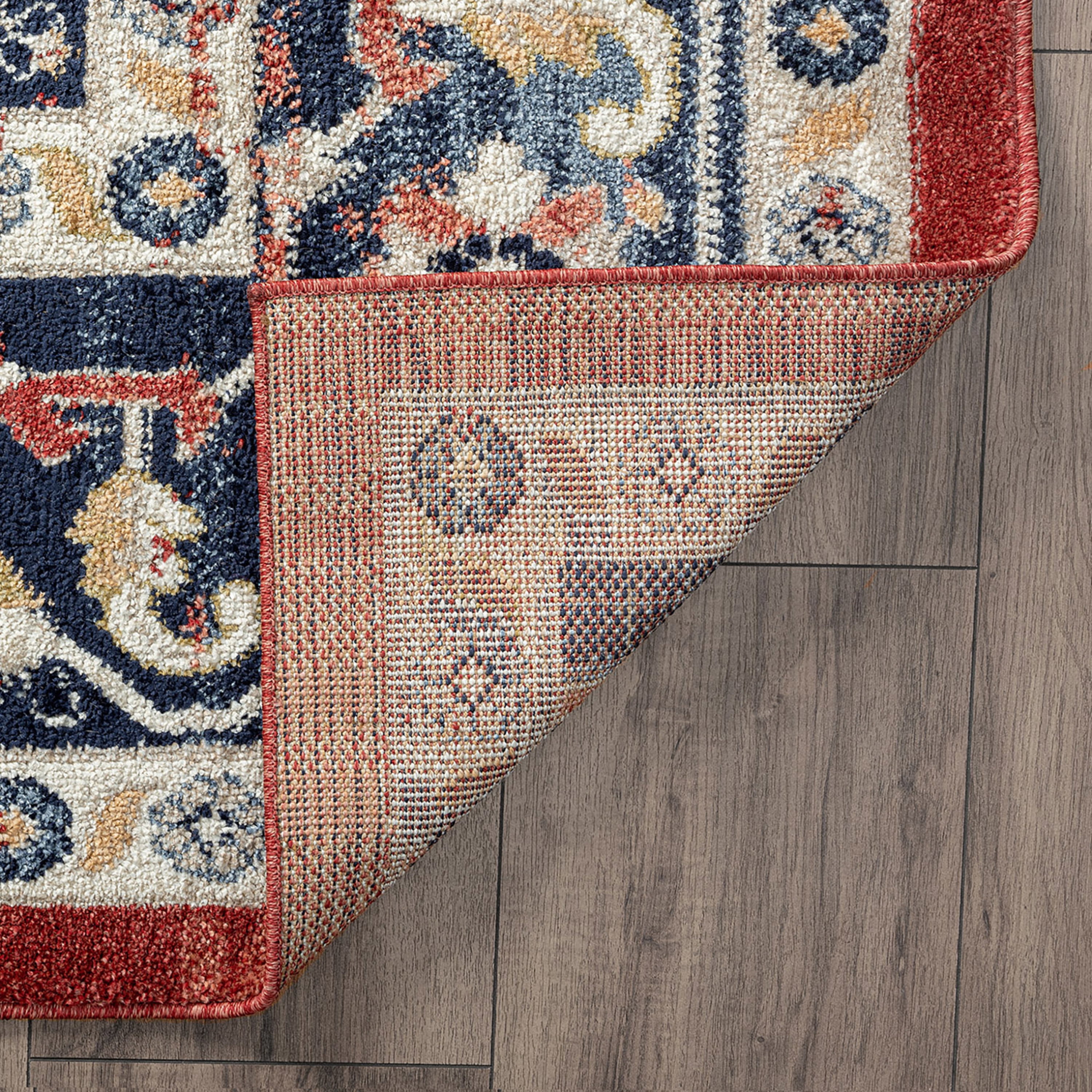 Traditional 8x10 Area Rug (7'11'' x 10'3'') Oriental Navy, Navy Living Room Easy to Clean