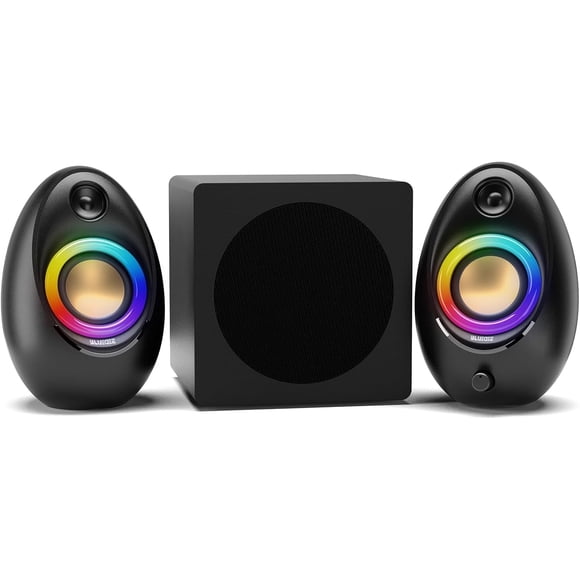 Bluedee Computer Speakers with Subwoofer, 2.1 PC Speakers with Deep Bass and 80W Power, Adapter Powered, Bluetooth 5.4 & USB/USB-C/AUX-in, RGB Desktop Speakers for Computer, Laptop, Monitor