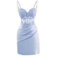 thumbnail image 1 of Vestido de bienvenida Clothfun, bonito aplique corto de encaje satinado, 1 of 7