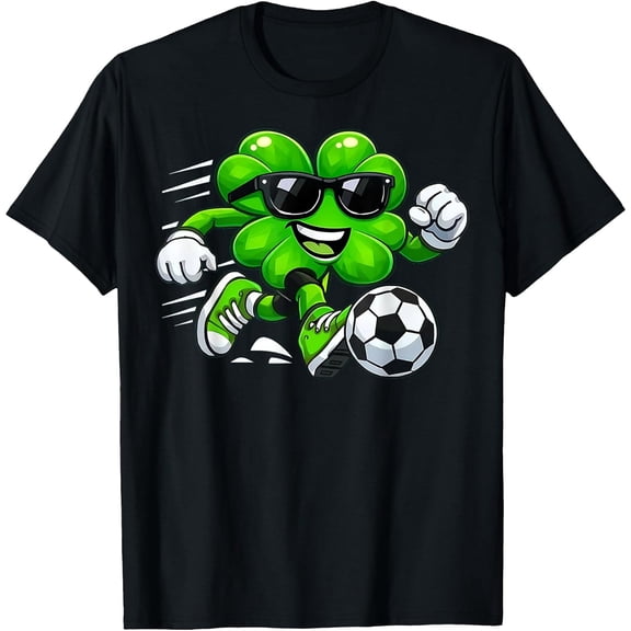 Patricks Soccer Clover Drip Sport Lucky Patricks Day Boys T-Shirt, T-Shirt for Kids Youth, 180gsm, 100% Cotton