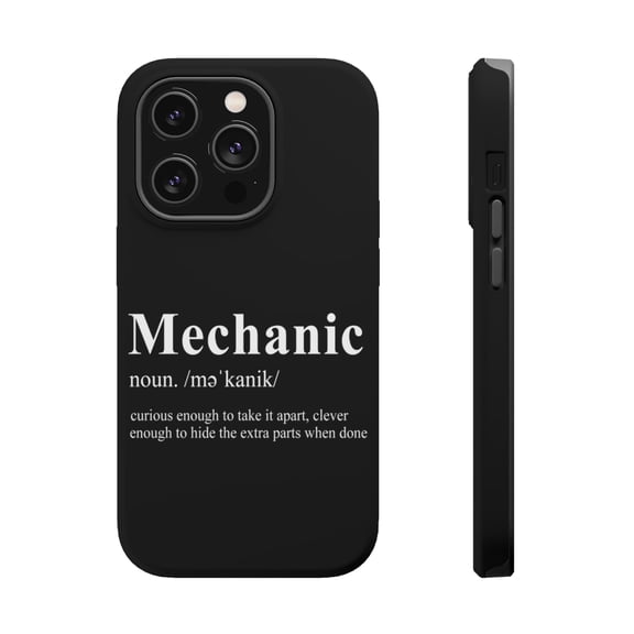 DistinctInk Tough Case for Apple iPhone 15 PRO (6.1" Screen), Compatible with MagSafe Charging - Mechanic Definition Hide the Extra Parts