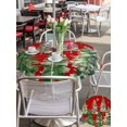 thumbnail image 4 of Outdoor Tablecloth with Umbrella Hole and Zipper, Red Christmas Tree Round Table Cloth 60 Inch Waterproof Tablecloth, Winter Watercolor Gold Snowflakes Picnic Table Cover for Patio Camping, 4 of 7