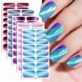 thumbnail image 4 of Buy 2 Get 1 FREE, Nail Polish Strips with Nail File, Purple Glitter Cat Eye Gel Nail Stickers, Self-Adhesive Full Nail Wraps for Women, Salon-Quality Long Lasting Nail Art Decals for DIY Manicure, 4 of 9