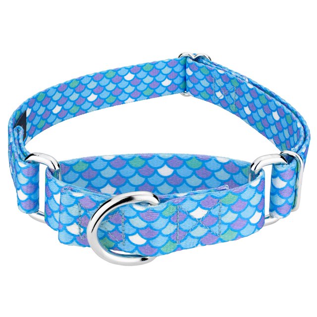 Country Brook Petz - Mermaid Scales Martingale Dog Collar - Animal Collection with 12 Wild Designs (1 Inch, Medium)