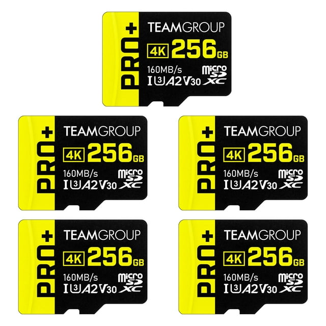Tarjeta Teamgroup A2 Pro Plus 256 Gb X 5 Unidades Micro Sdxc Uhs-I U3 A2 V30 R/W Hasta 160/110 Mb/S Para Dispositivos De Juegos Nintendo-Switch Tabletas Smartphones Disparo 4K Con Adaptador Tppmsdx256