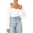 thumbnail image 3 of ORUYROP Pull pour Femmes Col Cœur Bustier Côtelé Corset Tricoté Manches Longues, 3 of 7