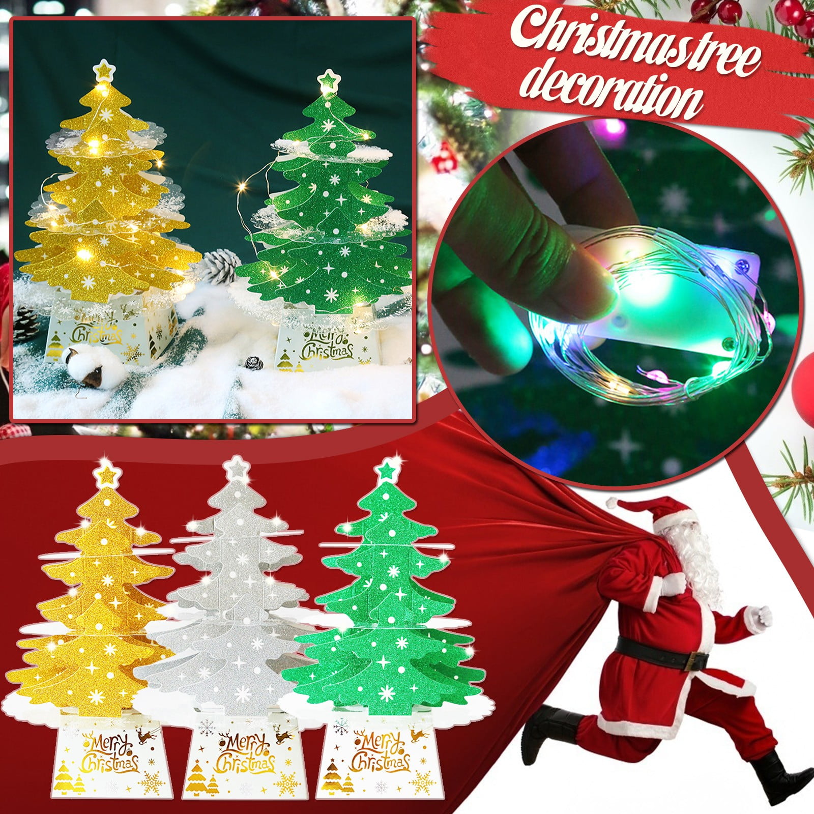 WNG Christmas Decorations Mini Desktop Christmas Tree Ornaments Shiny