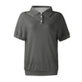 thumbnail image 4 of GXIPO Women's Polo Shirts Collared Work Tops Short Sleeve Business Casual Dressy Blouses Summer Tops Dark Gray XL, 4 of 5