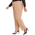 thumbnail image 3 of Anne Klein Women's Flat Front Stretch Pants Brown Size 20W, 3 of 3